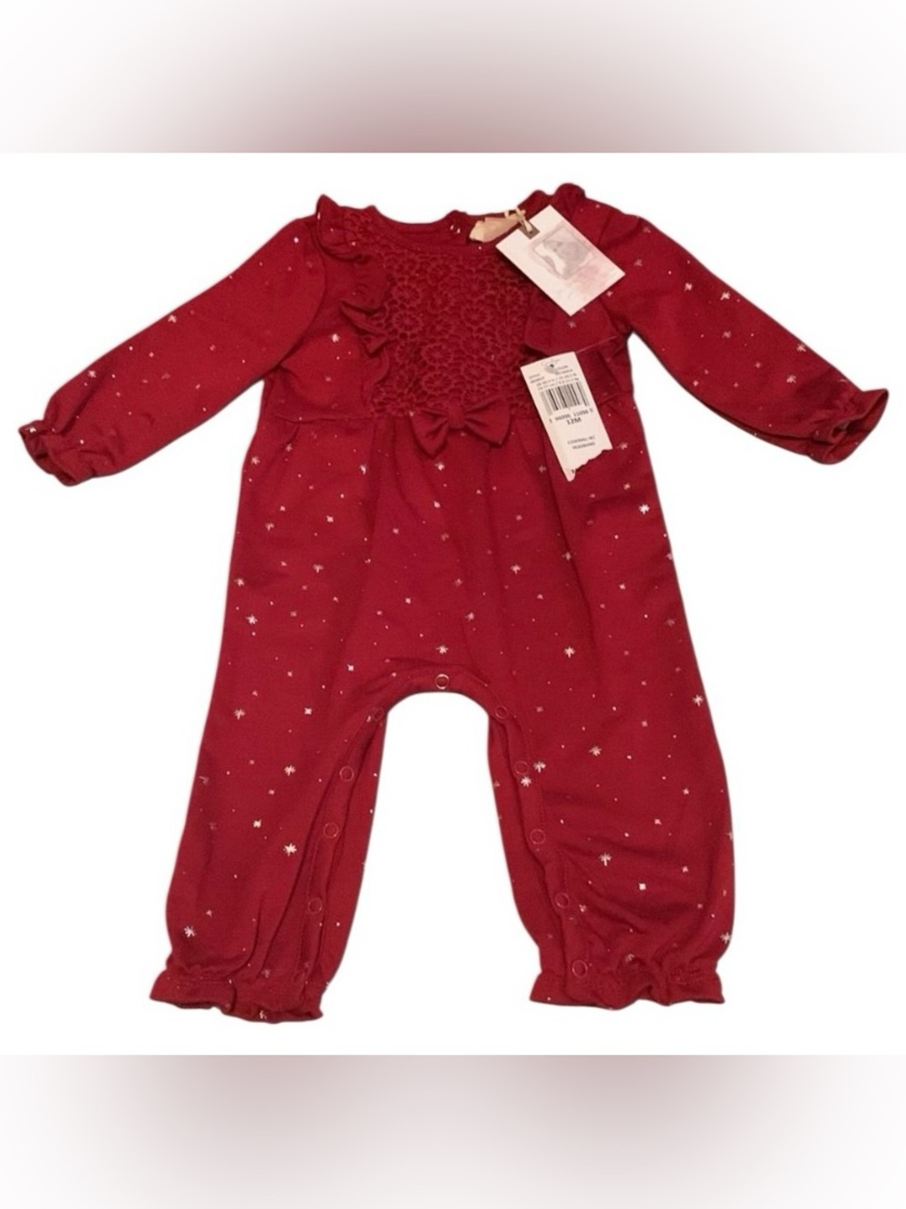 Jessica Simpson Red Ruffle Star Galaxy Romper 12 Months New Lace Valentine’s Day